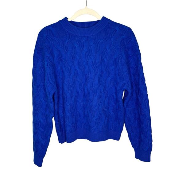 Thinking Mu Carmen Sweater Blue Braided Wool Sweater - Picture 3 of 11